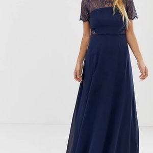 Navy blue maxi ASOS bridesmaid dress